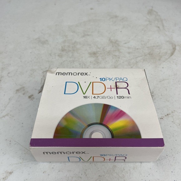 Memorex DVD-R 10 Pack Blank Media In Jewel Cases 16x 4.7GB 120Min New - Picture 1 of 6